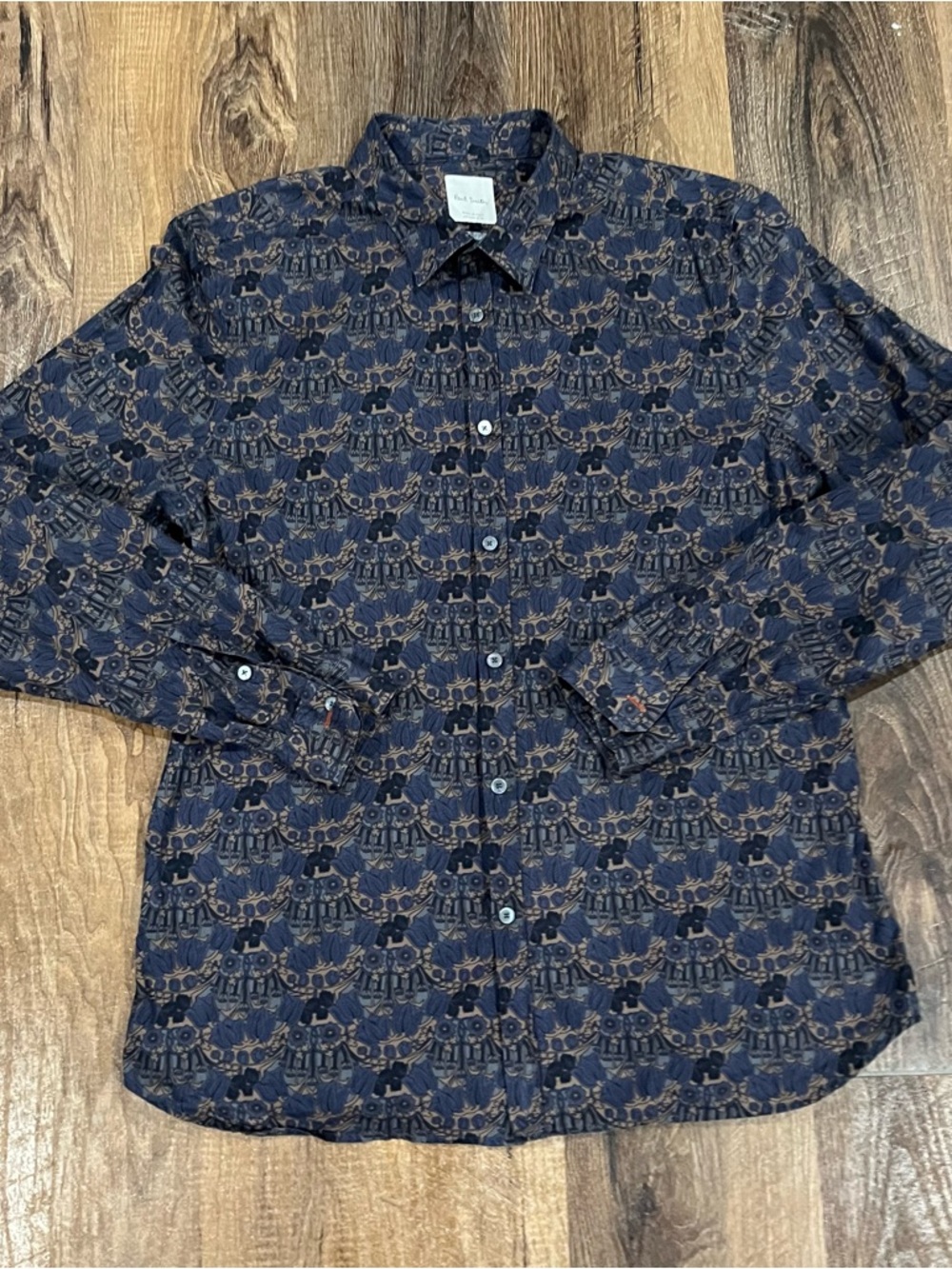 Paul Smith Button Down Shirt Mens 17.5 Neck Abstract Design Italy
